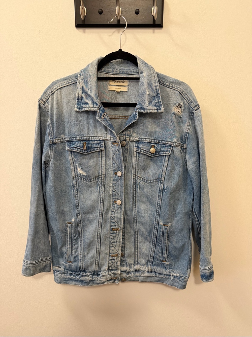 Madewell Light Blue Distressed Denim Jacket - Unbranded